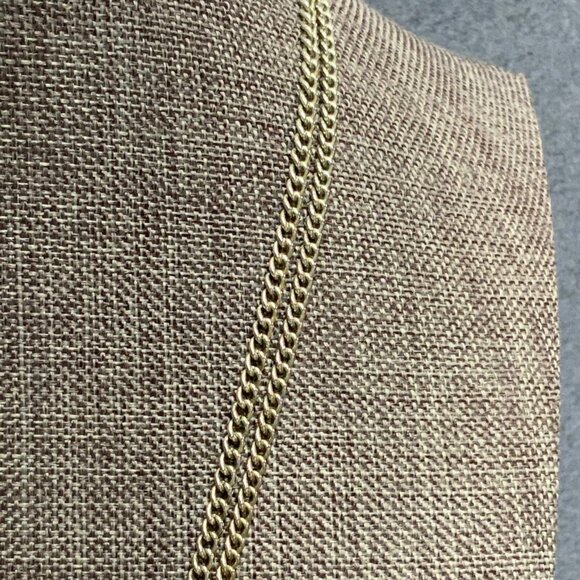 Swirl Round Pendant Necklace 18 In Red Enamel Rhinestone Gold Double Chain Retro - Picture 4 of 6